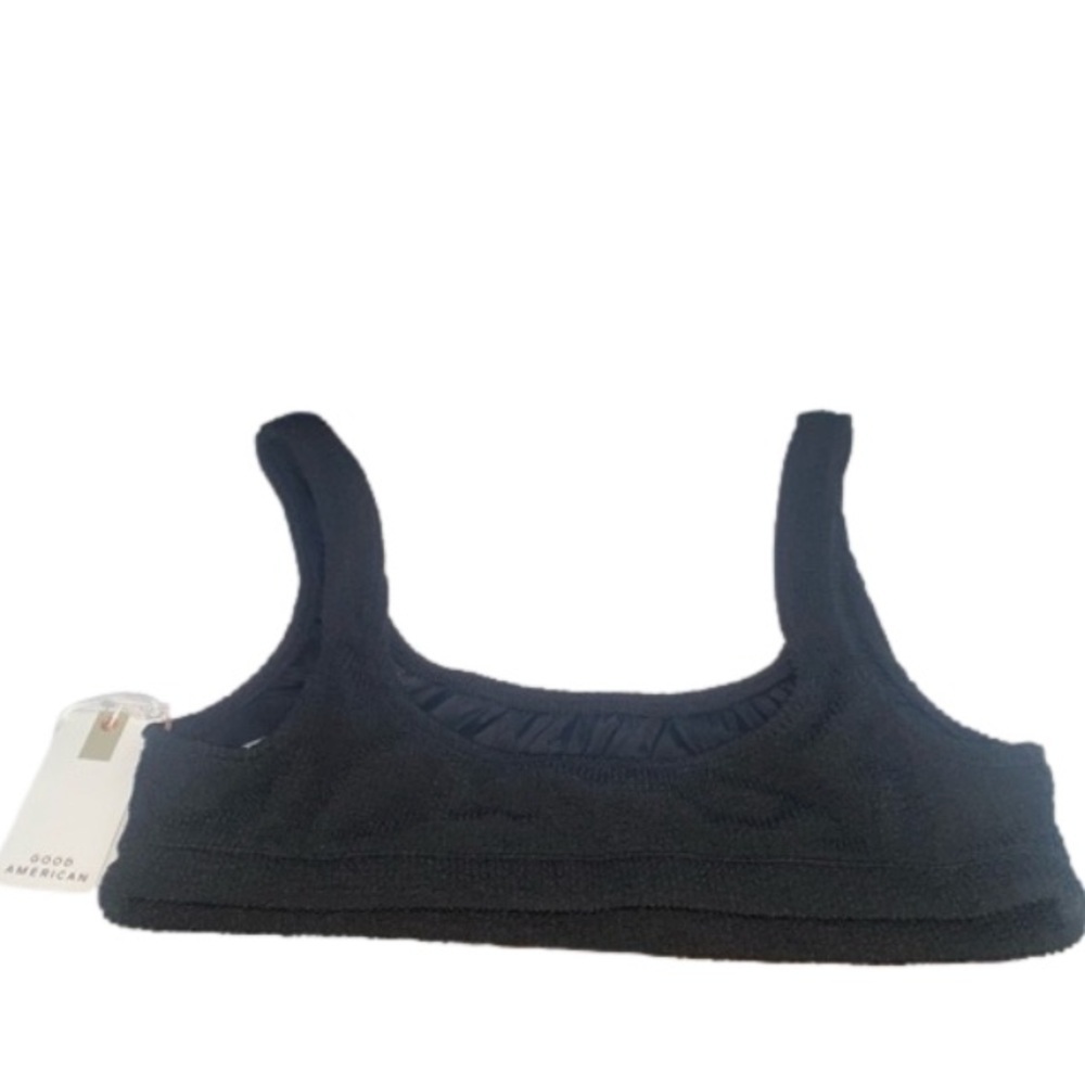 SOLD!!! Good American Always Fits Scoop Swim Bikini Top Ribbed Black - Picture 4 of 9
